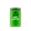 Green jar with 'Johnny B.' label on a white background