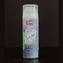 A 100ml aerosol can of Samson's Haircare Foster Curl Creme, featuring a white cap and a patterned label with a green-to-blue gradient and white swirl designs, set against a dark background.
