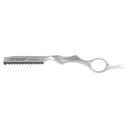 Silver textured razor on a white background