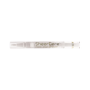 ShearCare micro-drop oil brush in a clear cylindrical container with gold lettering, shown horizontally against a plain white background.