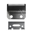 A pair of Wahl Standard 2.0 hair clipper blades, including the upper black and silver metal blade and the lower dark gray replacement blade, shown on a plain white background.
