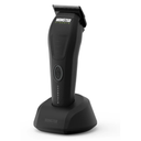 Monster Clippers Cerberus Hair Clipper side view on charging stand on a white background