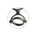 A dark metallic ring-shaped product with a Y-shaped top, shown centered inside a circular white frame on a plain white background.