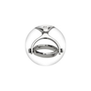 A polished silver metal ring with a unique geometric, looped design, shown against a plain white background.