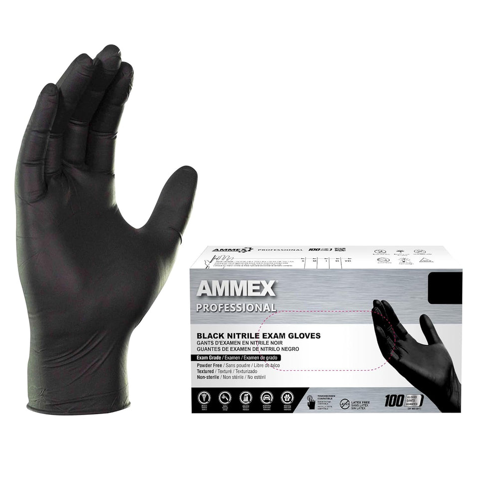 Ammex Black Nitrile Gloves – WB Barber Supply