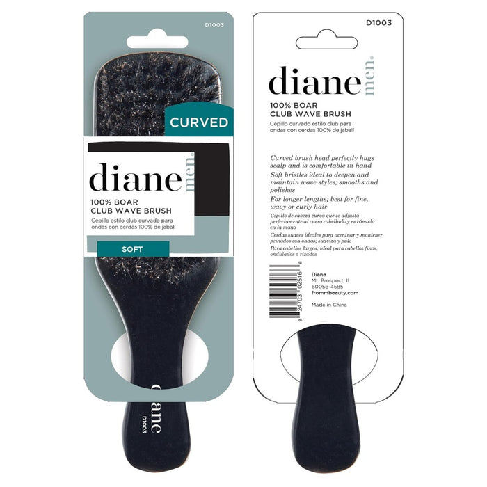 Diane Curved 100% Boar Club Brush Soft Bristles D1003