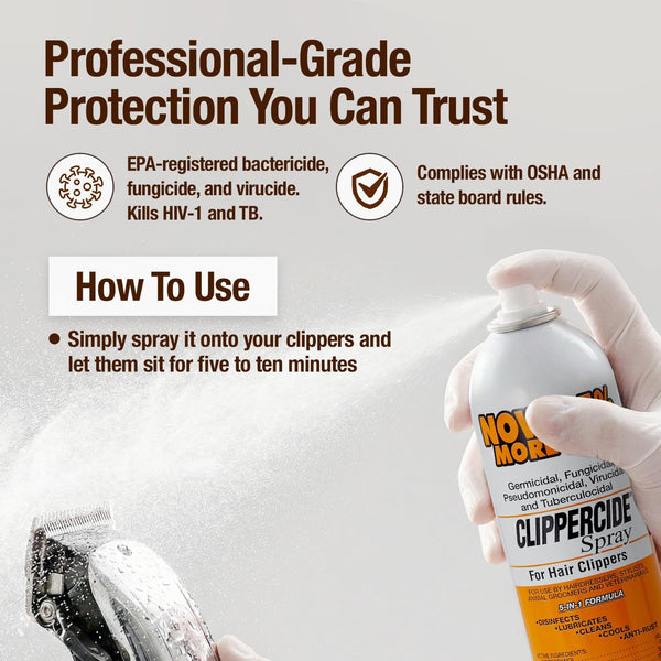 Clippercide Spray Disinfectant (15 oz) 5-in-1 Formula – WB Barber Supply