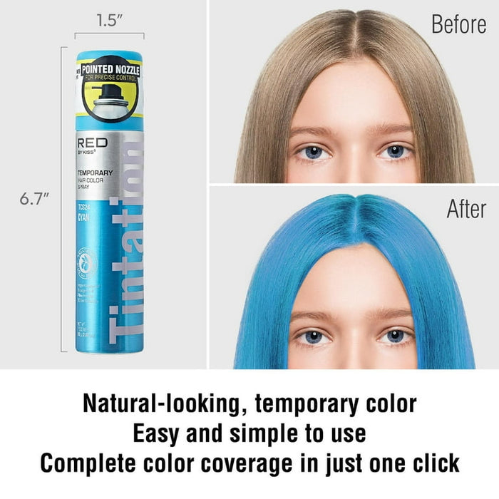 Kiss Tintation Temporary Hair Color Spray Vibrant Collection Cyan TCS24