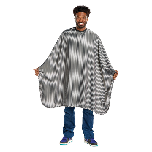 Scalpmaster Striped Barber Cape - Charcoal/White