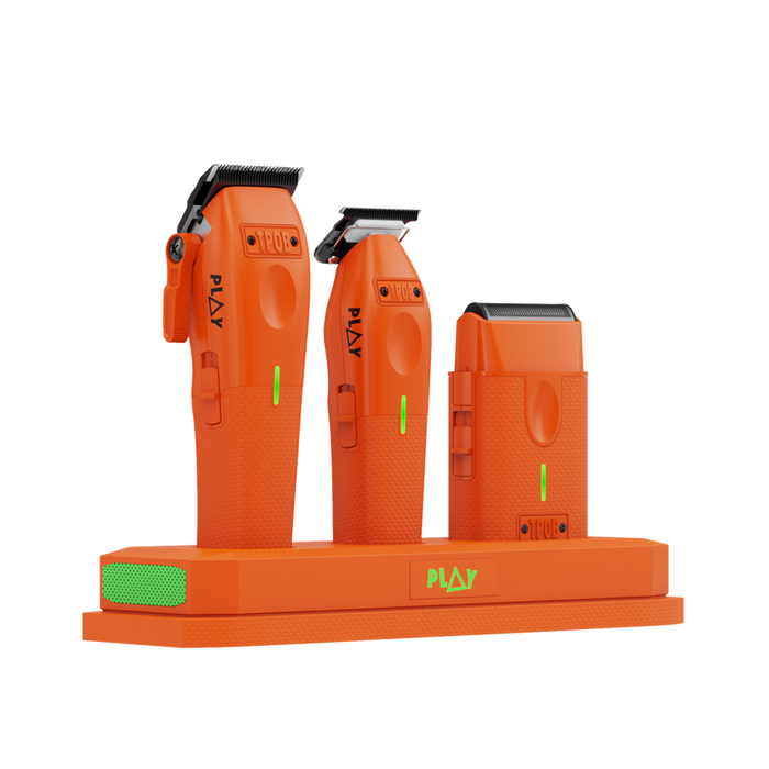 TPOB PLAY 3-Pack – Orange Edition (Clipper, Trimmer & Shaver with 3-Way Stand)
