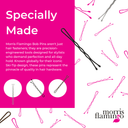 Advertisement for Morris Flamingo bob pins with pink background and text.