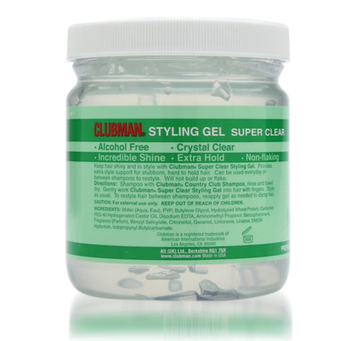 Clubman Pinaud Super Clear Styling Gel Super Hold - 16 oz.