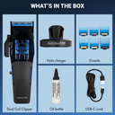 List of items included in a BaByliss Pro hair styling clipper on a blue background
