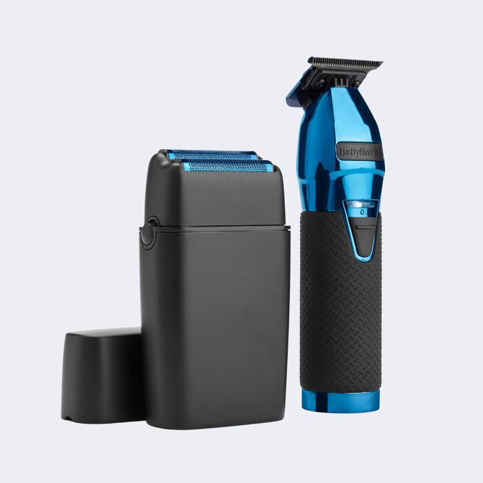 BaBylissPRO LimitedFX Black & Blue Trimmer & Double-Foil Shaver Bundle #FXDUOFS2TBL