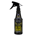 A black trigger spray bottle of Barber Mama Two Phase Conditioner with Biotin, featuring a black spray trigger and a label with yellow and white text and graphics, isolated on a white background.