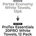 ProTex Essentials20PRO White Towels- 14" x 25", 2.0 lb/dz