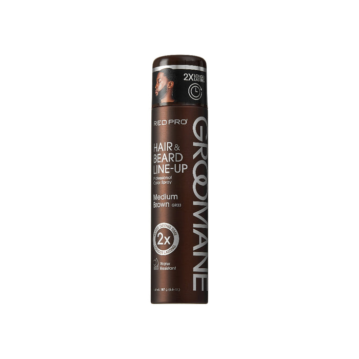 Kiss Red Pro Hair & Beard Line-Up Professional Color Spray Medium Brown
