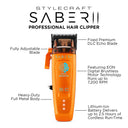 StyleCraft Saber 2 Cordless Digital Brushless Motor Clipper - Orange #SC617O