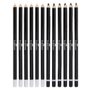 A set of ten black cosmetic pencils with white ferrules and white erasers, arranged in a row on a plain white background. The brand name 'Scalpers' is printed vertically on each pencil.