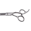 Superior Shears Series Won Half Blade Shear close up view of handle finger holes on white background