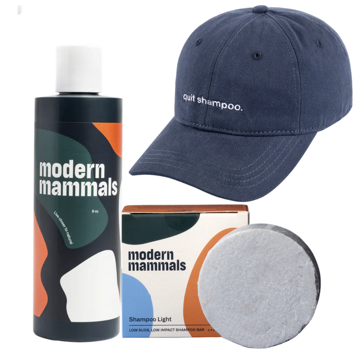 Modern Mammals - Shampoo Light Bar 2.4 oz, Magic Mud Wash 8 oz, "Quit Shampoo" Hat