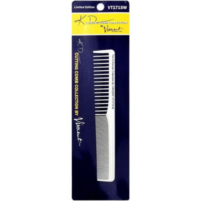 Vincent White Ceramic All Purpose Cutting Comb 7-1/4" #VT1715W