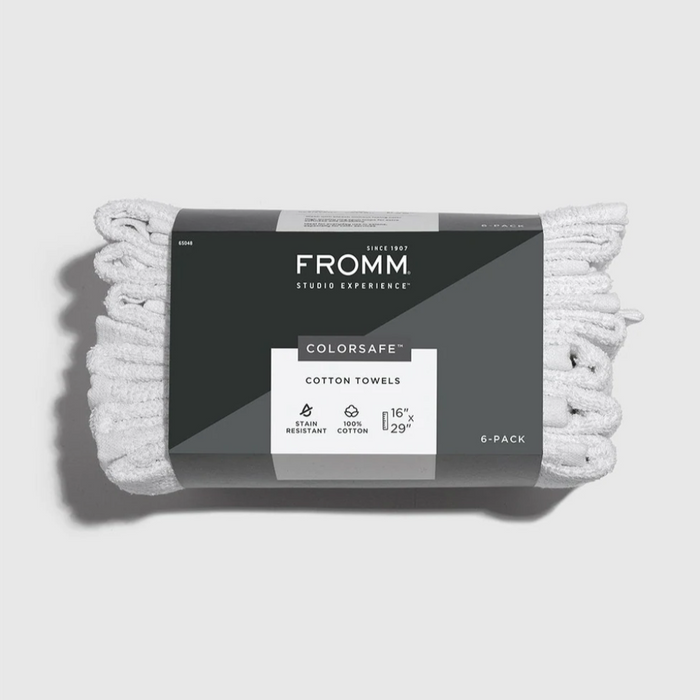 Fromm Colorsafe Cotton Towels - Black (12-Pack) or White (6-Pack)