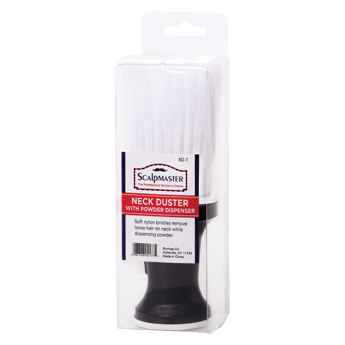 Scalpmaster Neck Duster with Powder Dispenser, White Nylon #ND-7