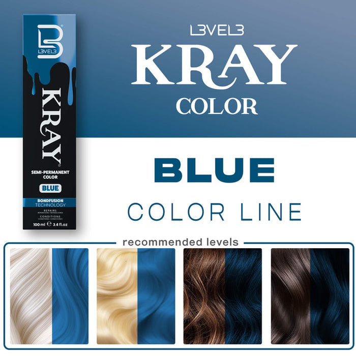 L3VEL3 KRAY Blue Semi Permanent Hair Color