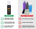 Comparison of Suavecito hair product with 'cheap products' on a white background