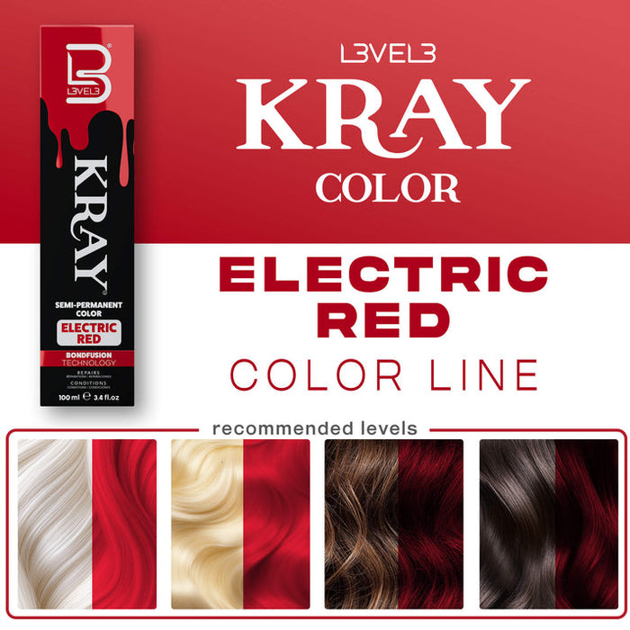 L3VEL3 KRAY Electric Red Semi Permanent Color