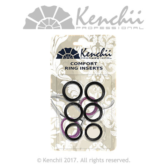 Kenchii 6-pack Thin Finger Comfort Ring Inserts for Shears  Black