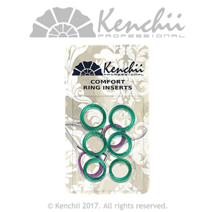 Kenchii 6-pack Thin Finger Comfort Ring Inserts for Shears Green