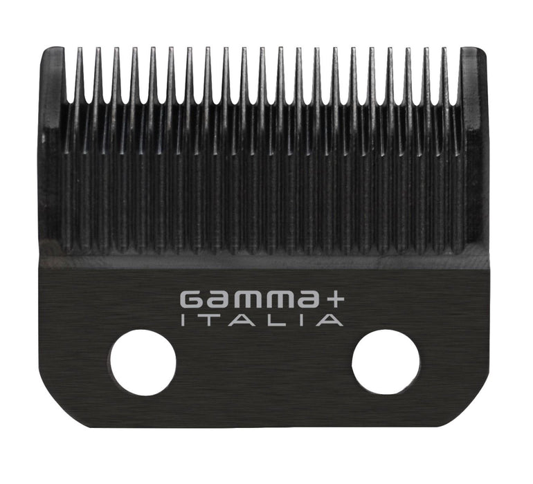 Gamma Replacement Fixed Black Diamond Carbon DLC Taper Hair Clipper Blade With Moving Gold Titanium Deep Tooth Cutter Set GPCRBTS