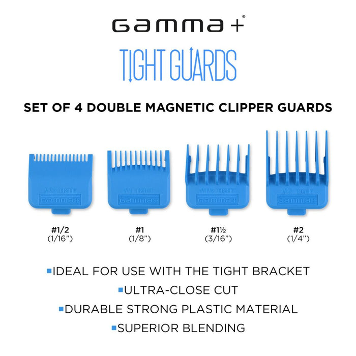 Gamma Dub Magnetic Tight Clipper Guards 4 Pack Cyan Blue #GPTGB
