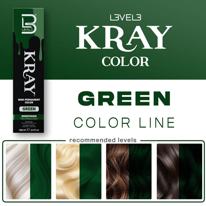 L3VEL3 KRAY Green Semi Permanent Hair Color