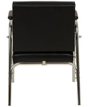 A modern Black shampoo chair  with a chrome tubular metal frame, shown from the back against a white background.