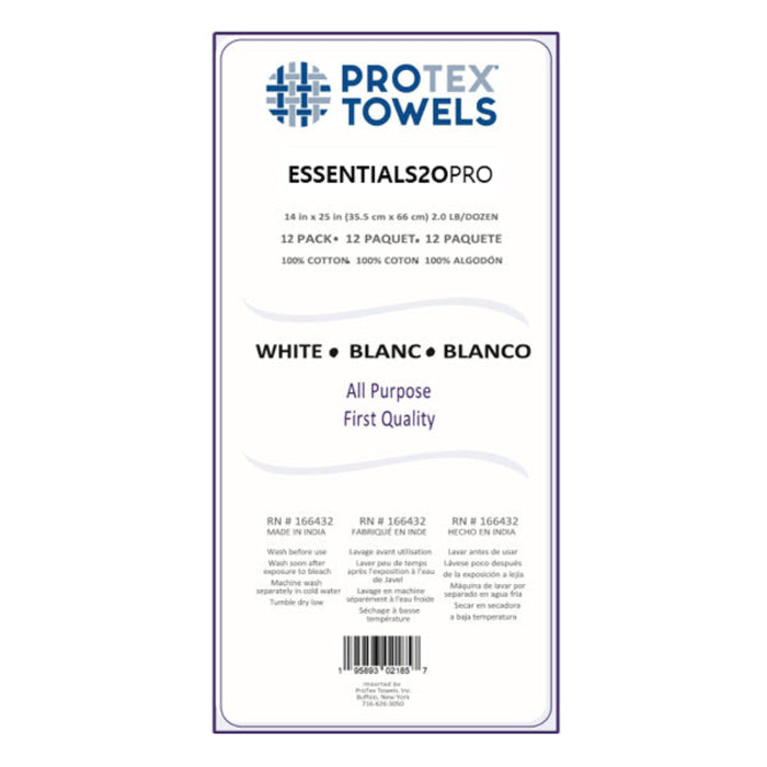 ProTex Essentials20PRO™ White 14"x25" Towels - 12 Pack