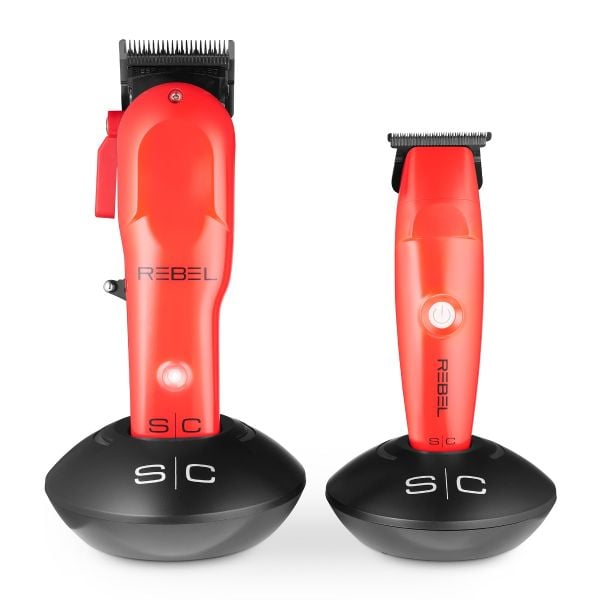 Red Razor Clipper StyleCraft Rebel Red Combo Set - Professional Cordless Hair Clipper/Ha ...