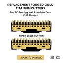 StyleCraft Replacement Forged Gold Titanium Cutters Set of 2 fits Absolute Zero and Cordless Prodigy Shavers SCGRCAZWP