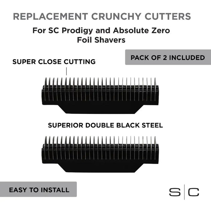 StyleCraft Replacement Crunchy Cutters Set of 2 fits Prodigy and Absolute Zero Shavers Black SCRCC