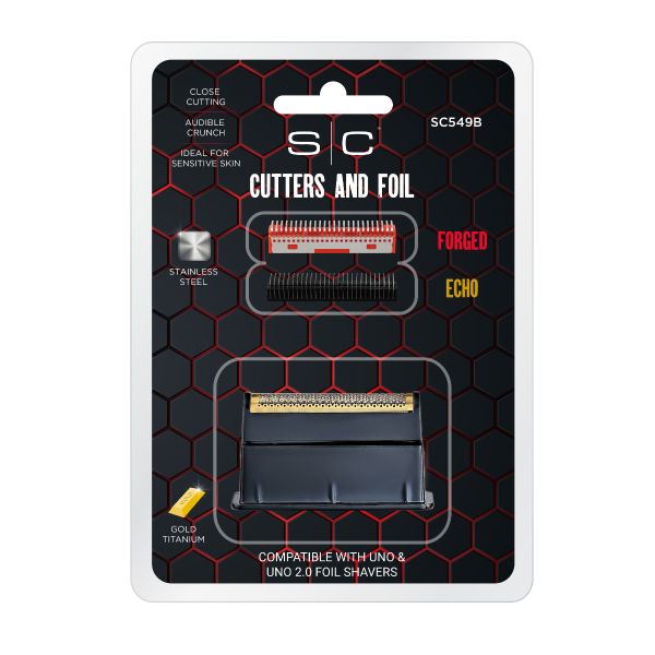 Packaging of SC Cutters and Foil with product details on a white background