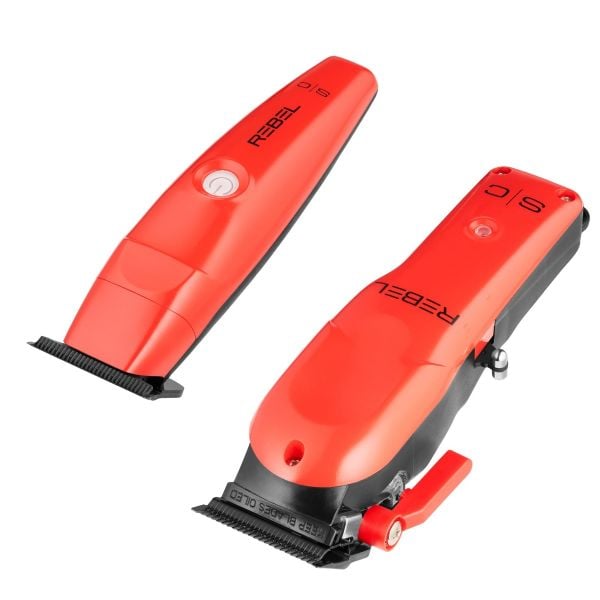 StyleCraft Rebel Red Combo Set - Professional Cordless Hair Clipper/Hair Trimmer Set with Super-Torque Motor #SC203R