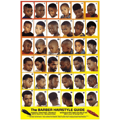 01YM Men's Hairstyle Guide Barber Poster