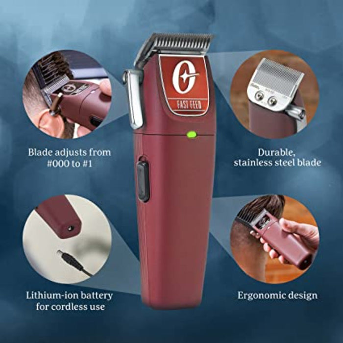 Cordless Maroon Supply Oster Barber — WB Fast Clipper Feed