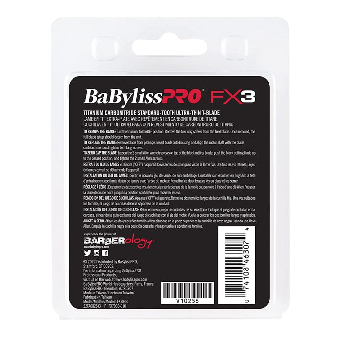 BaByliss PRO Titanium Carbon-Nitride Standard-Tooth Ultra-Thin Replacement T-Blade No. FX703B