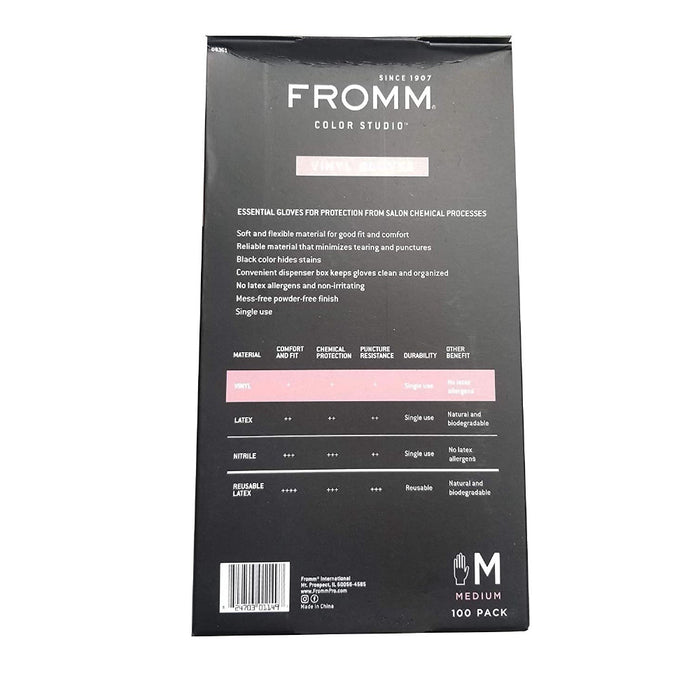 Fromm Black Vinyl Gloves 100ct