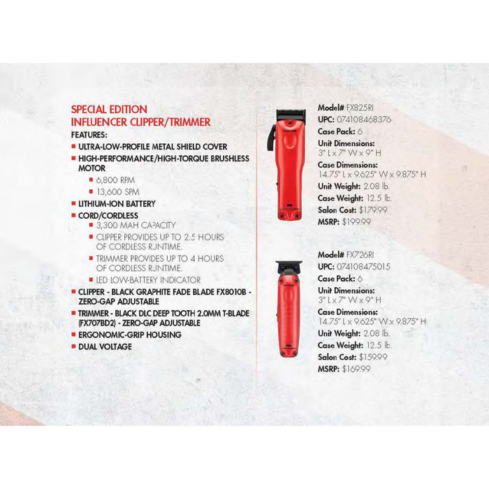 BaBylissPRO LoPROFX Influencer Edition Trimmer - Red