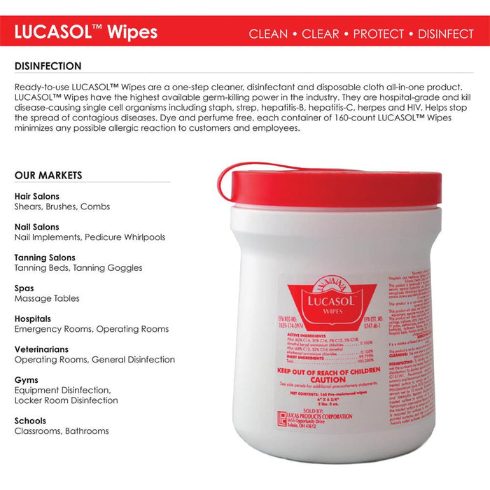 Lucasol Disinfectant Wipes - 160 Count