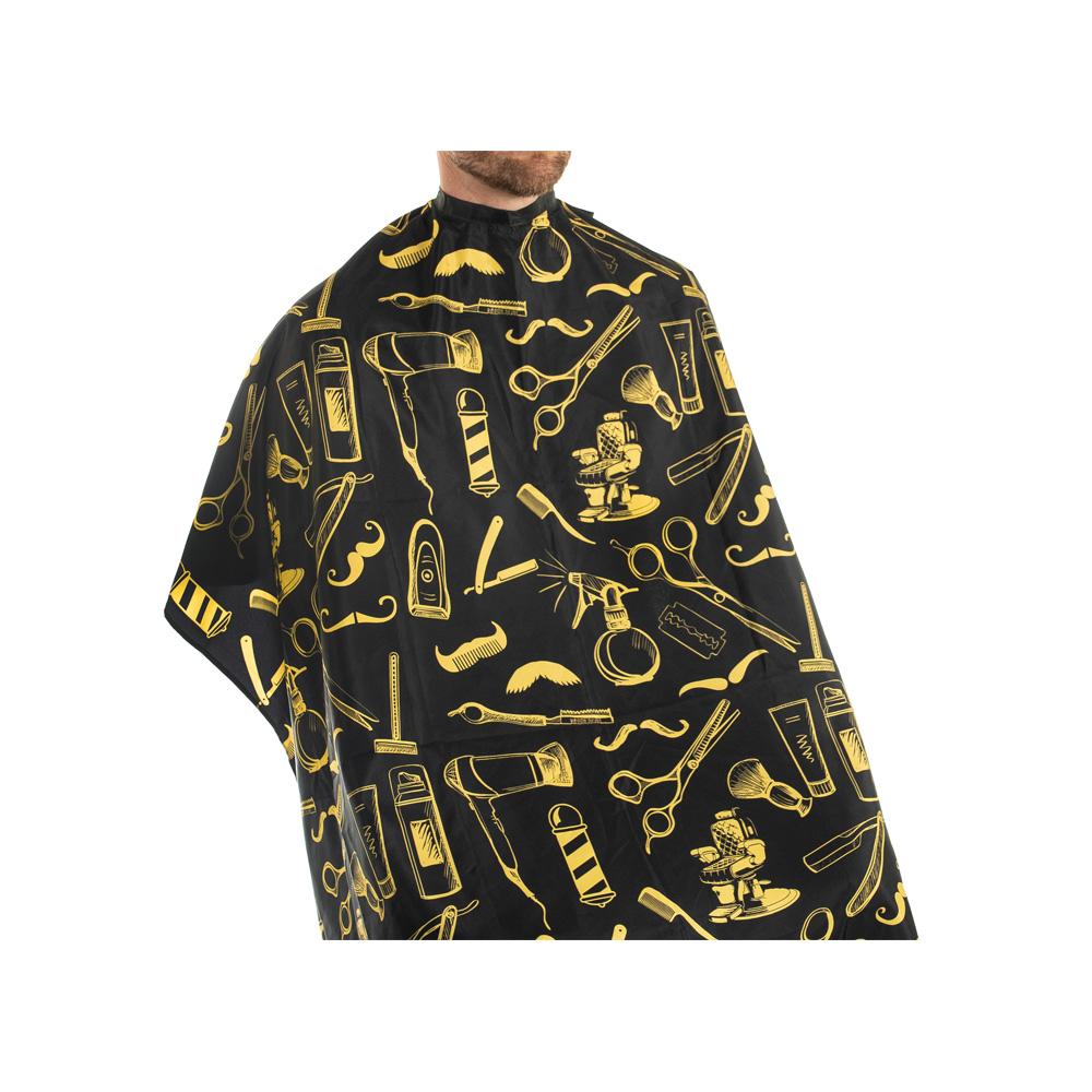 Bob LV Barber Haircutting Fashion Cape - Black/Gold - Capes